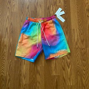 Calvin Klein CBCVPA13 yjl MODERN HOLOGRAPHIC Logo CK Shorts Multicolor Mens Size